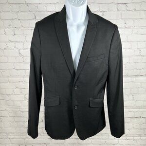 Devred 1902 Solid Black Peak Lapel Slim Fit Men’s Blazer Jacket Coat Size 38